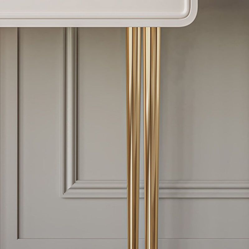 Wood and Stone with Drawers Vanity Table in White/Grey Makeup Desk