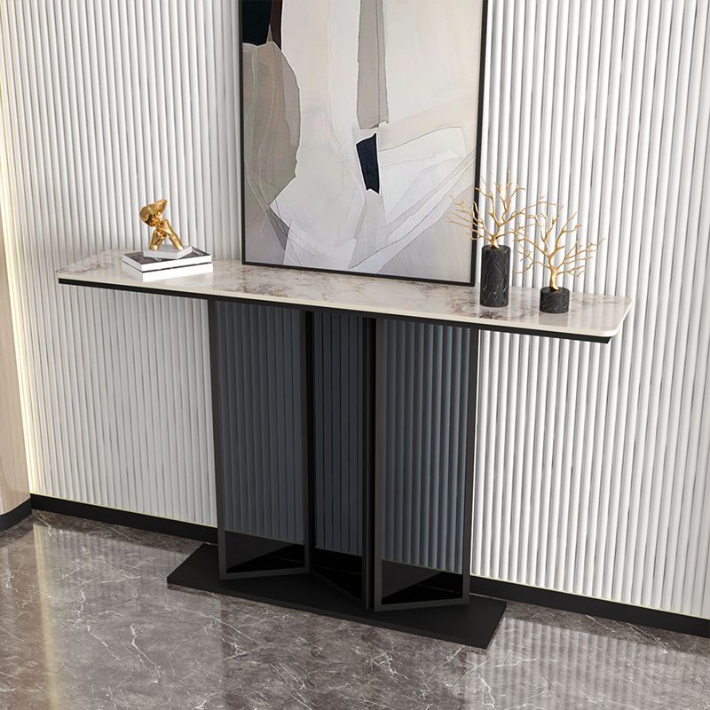 Tabella della console di ferro in ardesia contemporanea tavolo da divano resistente alla macchia rettangolo