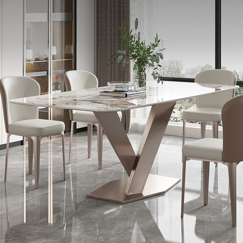 Modern Sintered Stone Dining Room Set with Rectangle Table and Metal Base Home Dining Set Clearhalo 'Dining Room Sets' 'Dining Tables & Seating' 'dining_room_set' 'furn' 'furn_dining_room_set' 'Furniture' 'furniture_dining_room_set' 'Kitchen & Dining Furniture' 'kitchen&dining_furn' 'kitchen' 1200x1200_1d8abd8d-5f3f-44b1-875a-a86e7564c0dd