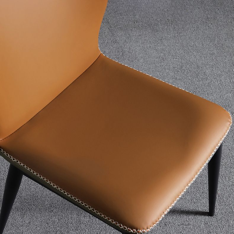 Contemporary Armless Chair Matte Finish Leather Curved Wingback Side Chair for Dining Room Clearhalo ' kitchen&dining_furn' 'Dining Chairs' 'Dining Tables & Seating' 'dining_chair' 'furn' 'furn_dining_chair' 'Furniture' 'furniture_dining_chair' 'Kitchen & Dining Furniture' 'kitchen' 1200x1200_1d8d2d16-7385-4196-b07c-3c1f55b6ea16