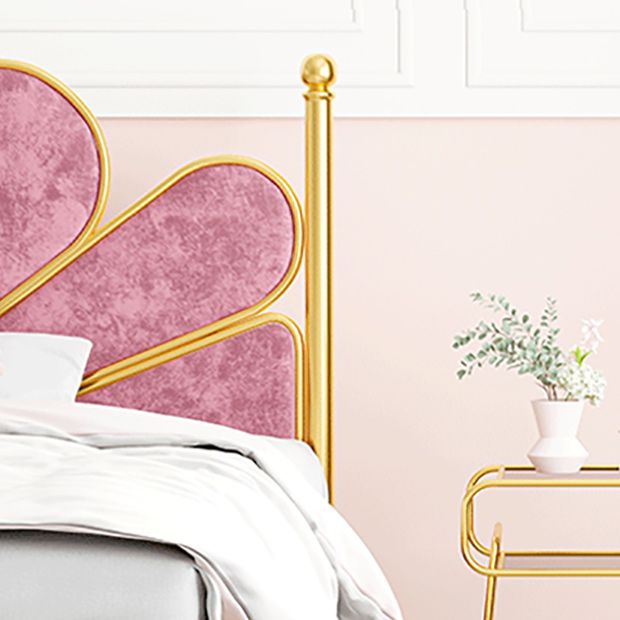 Letto standard in acciaio glam con testiera rivestita, letto a pannello alto 47 "