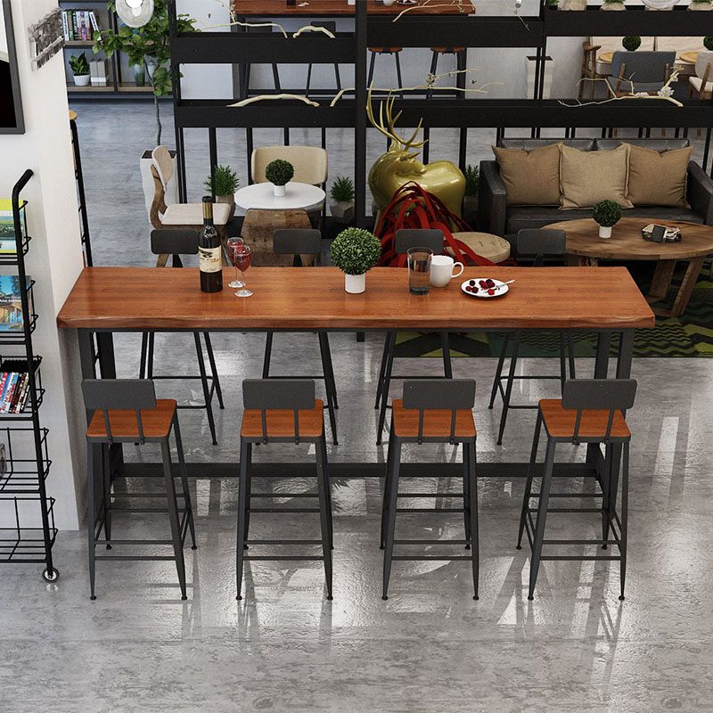 Contemporary Style Rectangle Bar Table Solid Wood Brown Bar Desk Clearhalo 'Bar Furniture' 'Bar Tables' 'bar_tables' 'furn' 'furn_bar_tables' 'Furniture' 'Kitchen & Dining Furniture' 1200x1200_1d8f3e63-1989-4032-8664-80b44d11f6e1
