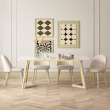 白い椅子付きの現代の焼結のトップメタルベースダイニングテーブル