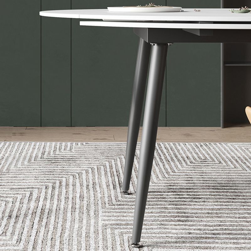 Modern Sintered Stone Dining Table White Round Table with Black Frame for Home Clearhalo ' dining_table' 'Dining Tables & Seating' 'Dining Tables' 'furn' 'furn_dining_table' 'Furniture' 'furniture_dining_table' 'Kitchen & Dining Furniture' 'kitchen&dining_furn' 'kitchen' 'kitchen_dining_table' 1200x1200_1d941cfa-08fa-449a-9580-30447369e575