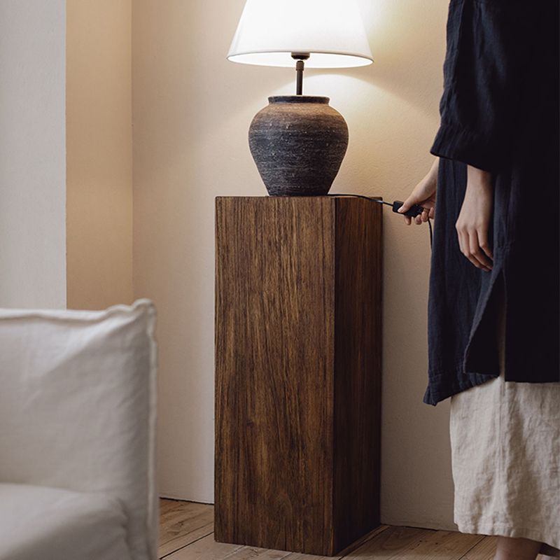 Rectangular Side Table Wooden Modern Tree Stump End Table for Bedroom