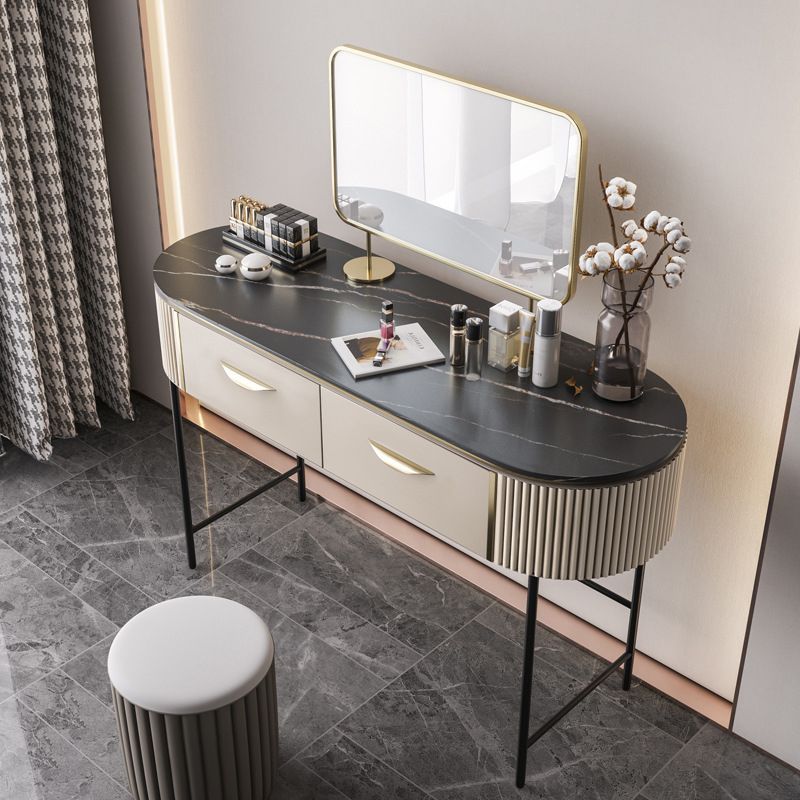 Modern 31.49 " H 2-Drawer Dressing Table Slate Top Vanity Stool Clearhalo 'Bedroom Furniture' 'furn' 'furn_makeup_vanities' 'Furniture' 'Makeup Vanities' 'makeup_vanities' 1200x1200_1d9555e8-944b-4e8d-bb35-04d6b5083751