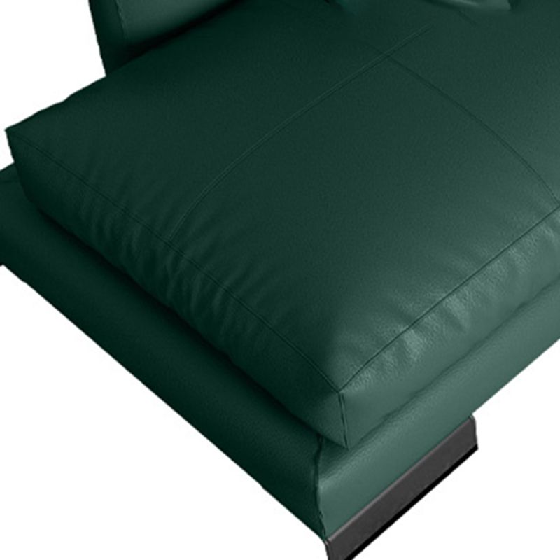 Forest Green Genuine Leather Square Arm Settee Furniture with Pillows Clearhalo 'furn' 'furn_sectionals' 'Furniture' 'furniture_sectionals' 'kitchen' 'kitchen_sectionals' 'Living Room Furniture' 'Sectionals' 1200x1200_1d9781e2-0ac5-45a3-9cac-3e6cec6bc3ce