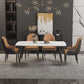 Contemporary Rectangular White Stone Dining Table with Steel Legs Clearhalo 'Dining Tables & Seating' 'Dining Tables' 'dining_table' 'furn' 'furn_dining_table' 'Furniture' 'Kitchen & Dining Furniture' 1200x1200_1d9852cc-8d59-4f4e-be83-49348439cfc5