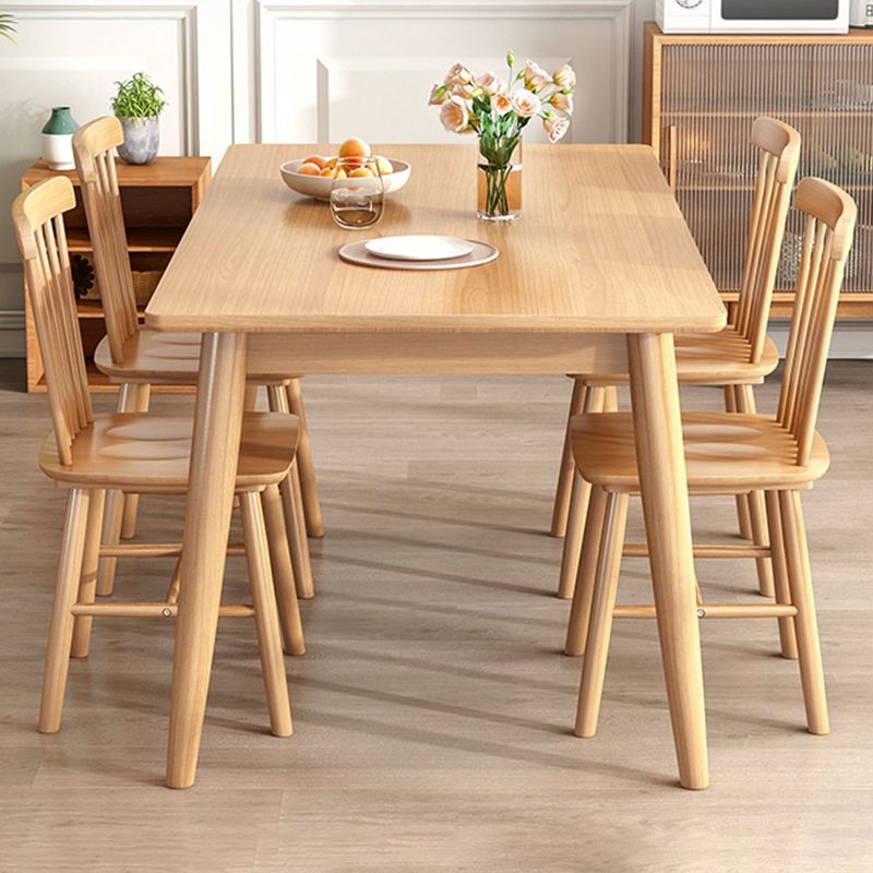 Contemporary Solid Wood Rectangle Dining Room Set with 4 Wood Legs for Kitchen Furniture Clearhalo 'Dining Room Sets' 'Dining Tables & Seating' 'dining_room_set' 'furn' 'furn_dining_room_set' 'Furniture' 'furniture_dining_room_set' 'Kitchen & Dining Furniture' 'kitchen&dining_furn' 'kitchen' 1200x1200_1d98f0f5-515a-4b61-867b-9c48040c093b