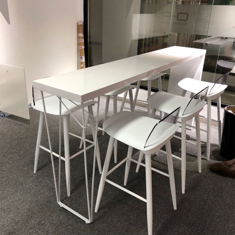 Industrial Style Bar Table 42-inch Height White Wood Top Metal Base Bistro Table Clearhalo 'Bar Furniture' 'Bar Tables' 'bar_tables' 'furn' 'furn_bar_tables' 'Furniture' 'furniture_bar_tables' 'Kitchen & Dining Furniture' 'kitchen&dining_furn' 'kitchen' 1200x1200_1d9b4962-30f9-491c-a204-a8abb1142af0