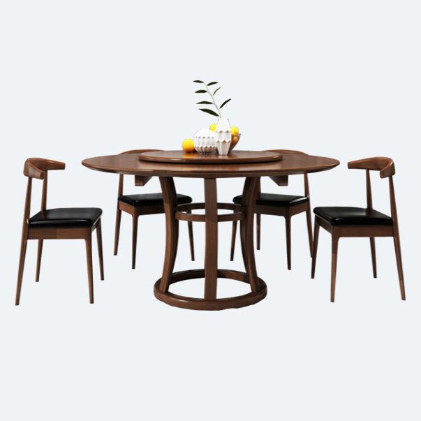 Round Pedestal Casual Dining Table Wood Color Fixed Turntable of Rubberwood Solid Wood Clearhalo ' dining_table' 'Dining Tables & Seating' 'Dining Tables' 'furn' 'furn_dining_table' 'Furniture' 'furniture_dining_table' 'Kitchen & Dining Furniture' 'kitchen&dining_furn' 'kitchen' 'kitchen_dining_table' 1200x1200_1d9ba652-8769-4aa4-ab4b-aed538ebdace