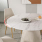 Glam Round Dining Table Set 1/2/5/7 Pieces Dinette Set with White Sintered Stone Top