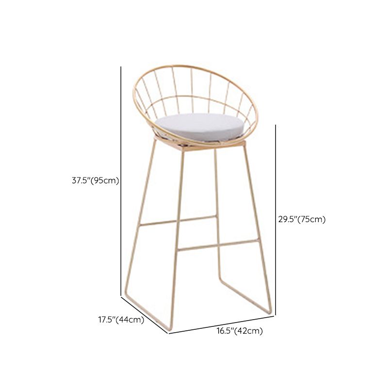 Glam Style Counter Stool Upholstered Bar Stool with Metal Base