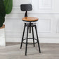 Industrial Metal Barstool Low Back Wood Footrest Adjustable Stool with Swivel