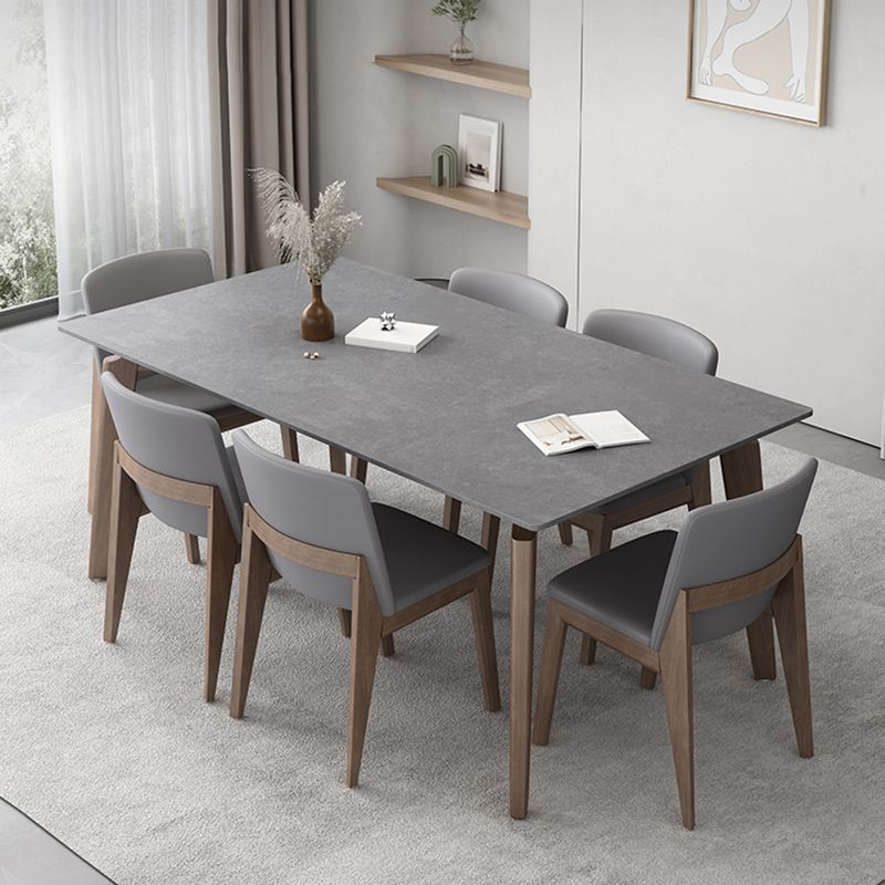 Modern 1/2/5/7 stuks meubels stenen rechthoekige eetkamerstoelen in grijs