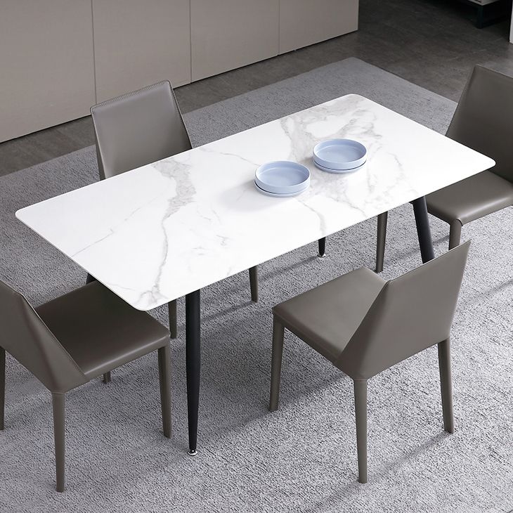 Industrial White Table for Restaurant Rectangle Dining Table with 4 Legs Clearhalo 'Dining Tables & Seating' 'Dining Tables' 'dining_table' 'furn' 'furn_dining_table' 'Furniture' 'Kitchen & Dining Furniture' 1200x1200_1da1ce1c-6ca6-44bb-9b97-0ed7c196ece1