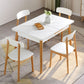 7 stuks moderne stijl witte top massief houtbasis dinerset voor thuis