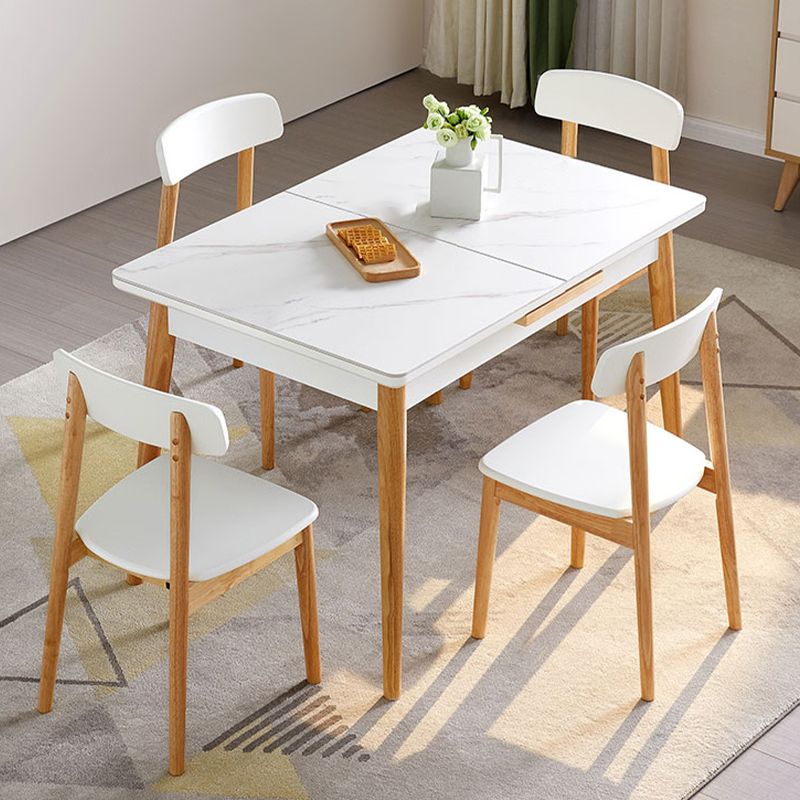 7 stuks moderne stijl witte top massief houtbasis dinerset voor thuis