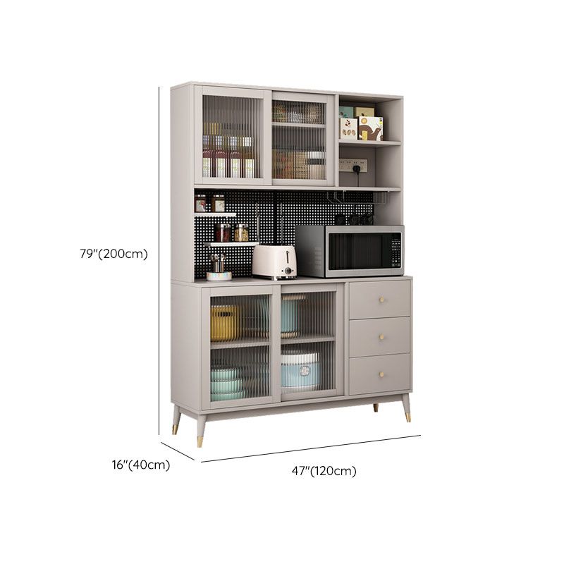 Ultra Modern Glass Doors Dining Hutch Faux Wood Storage Cabinet for Dining Room Clearhalo 'Display & China Cabinets' 'display_china_cabinets' 'furn' 'furn_display_china_cabinets' 'Furniture' 'Kitchen & Dining Furniture' 1200x1200_1da287fa-1a6a-4412-9415-e74f73ec74bf