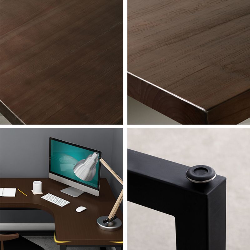 Descripción de la computadora de gestión de cables industriales Meditero de escritura de madera sólida con patas de metal