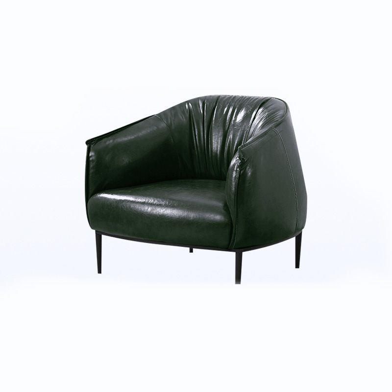 Faux Leather Solid Color Barrel Chair with Basic Four Leg for Bedroom Clearhalo 'Accent Chairs' 'accent_chairs' 'Chairs & Seating' 'furn' 'furn_accent_chairs' 'Furniture' 'furniture_accent_chairs' 'Living Room Furniture' 1200x1200_1da5e5c4-918f-4c10-932e-7cb712860afb