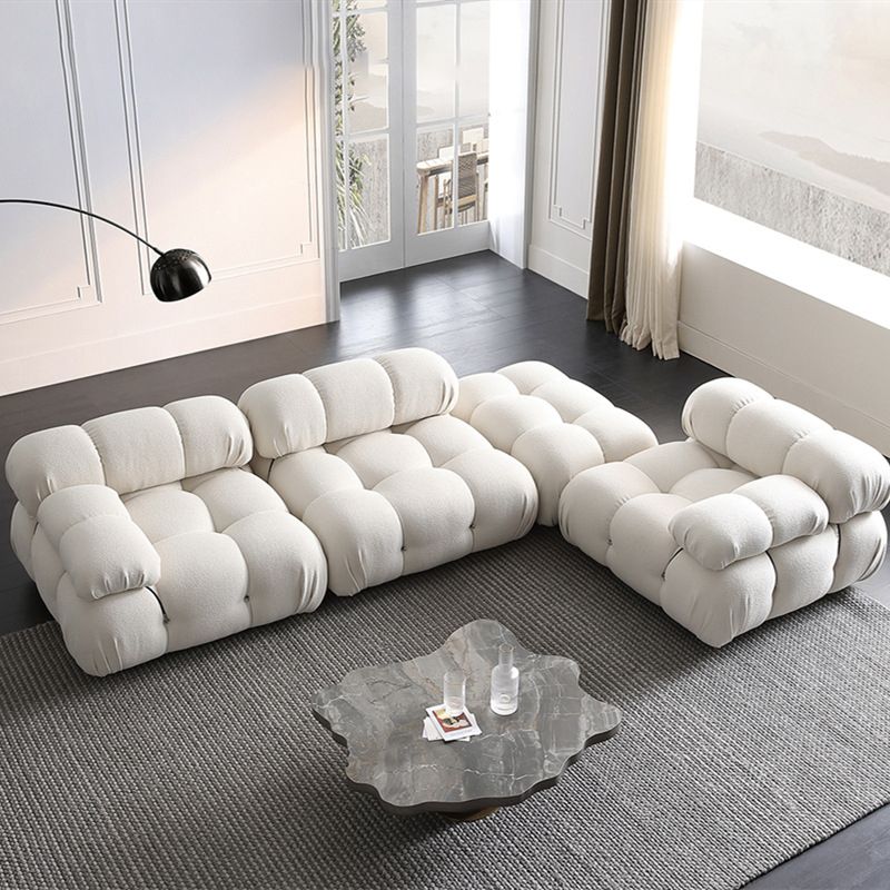 Divano di velluto stazionario contemporaneo cuscinetto cucito di divano bianco