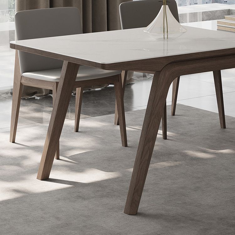 Modern Rectangle Dining Table Sintered Stone Table with Wooden Legs Clearhalo 'Dining Tables & Seating' 'Dining Tables' 'dining_table' 'furn' 'furn_dining_table' 'Furniture' 'Kitchen & Dining Furniture' 1200x1200_1da6532a-e055-48ba-a286-3b8695e55063