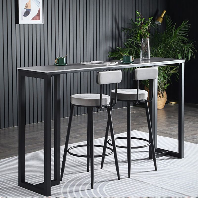 Stone Bar Table Modern Rectangle Bar Table with Double Pedestal Base for Kitchen Clearhalo 'Bar Furniture' 'Bar Tables' 'bar_tables' 'furn' 'furn_bar_tables' 'Furniture' 'furniture_bar_tables' 'Kitchen & Dining Furniture' 1200x1200_1da6d262-b0b5-4418-9b7b-d2cef9f83faf