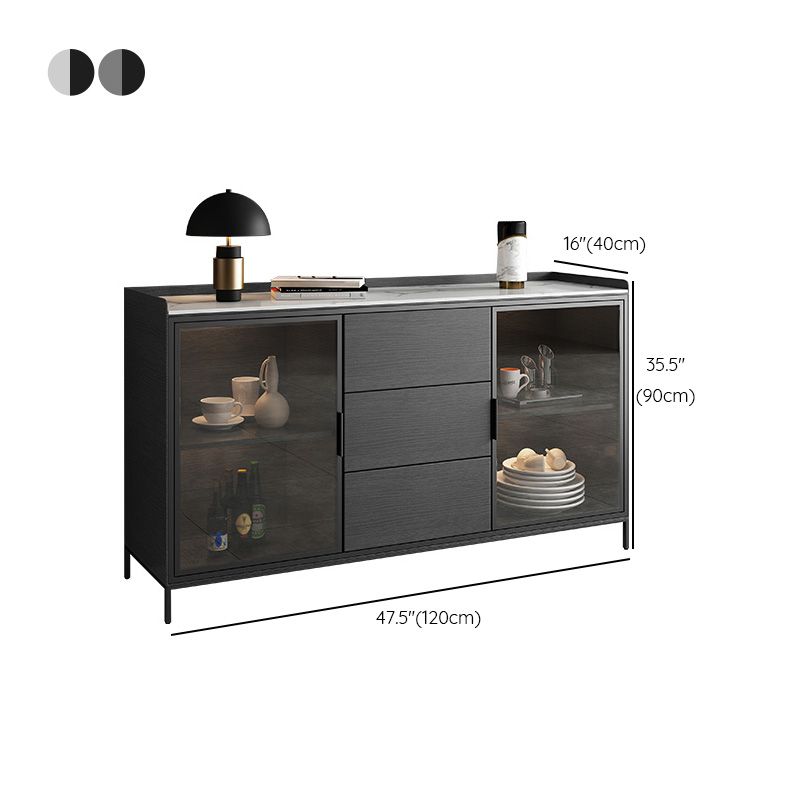 Porte di vetro in vetro in stile glam con armadi e cassetti