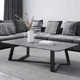 X-Base Coffee Cocktail Table Rectangle Coffee Table with Marble Top