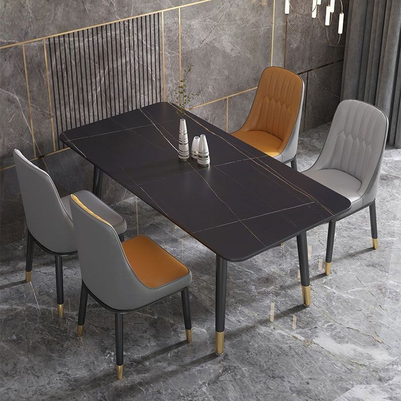 Rectangular Sintered Stone Dining Table Luxury Furniture with 4 Legs in Matte Finish Home Clearhalo 'Dining Tables & Seating' 'Dining Tables' 'dining_table' 'furn' 'furn_dining_table' 'Furniture' 'Kitchen & Dining Furniture' 1200x1200_1dabb158-1238-4dc8-9453-e2073ed9c999