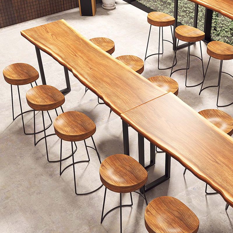 1/2/5 PCS Table de table de bar en bois marron clair avec tabourets en bois pour le salon