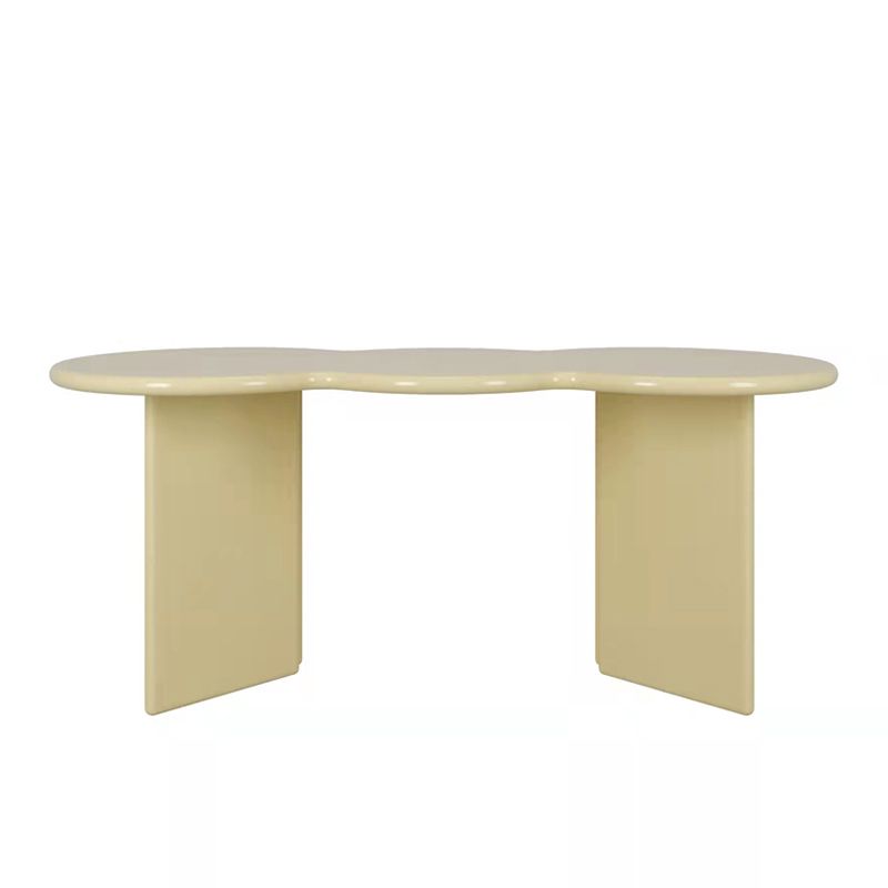 オフィス用の不規則な形の木製オフィスデスクホワイト/ブラック/イエローライティングデスク