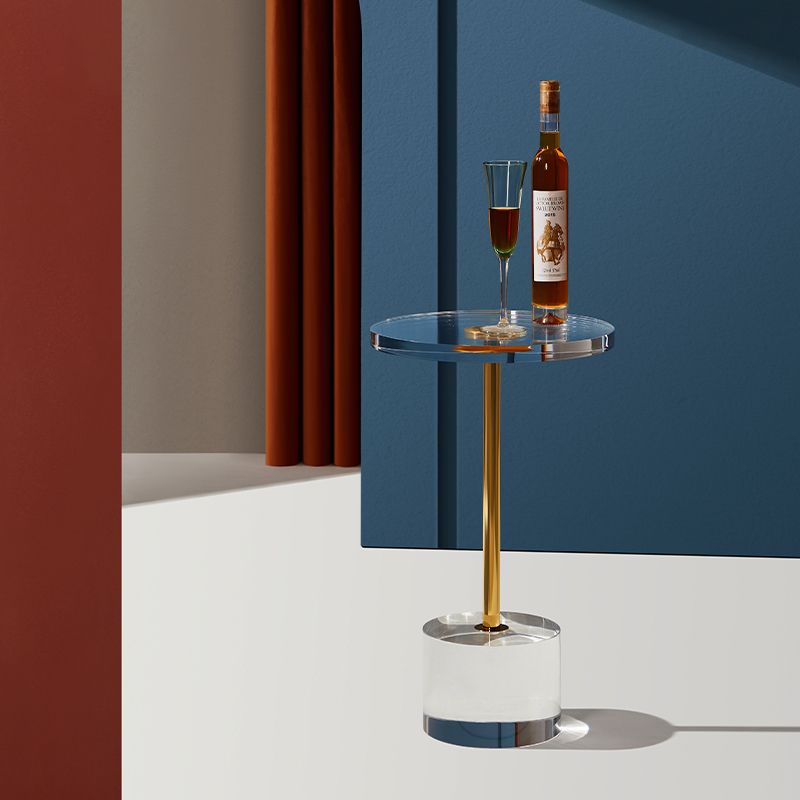 Clear Acrylic Round Side Table Set Glam Steel Pedestal End Table