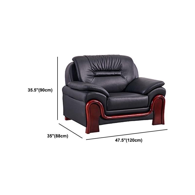 Modern Leather Sofa 34.65" Wide Pillow Top Arm in Black for Living Room Clearhalo 'furn' 'furn_sofas' 'Furniture' 'Living Room Furniture' 'Sofa' 'sofas' 1200x1200_1db19f39-4f4c-4294-a4c6-33ff2eb2dbf6