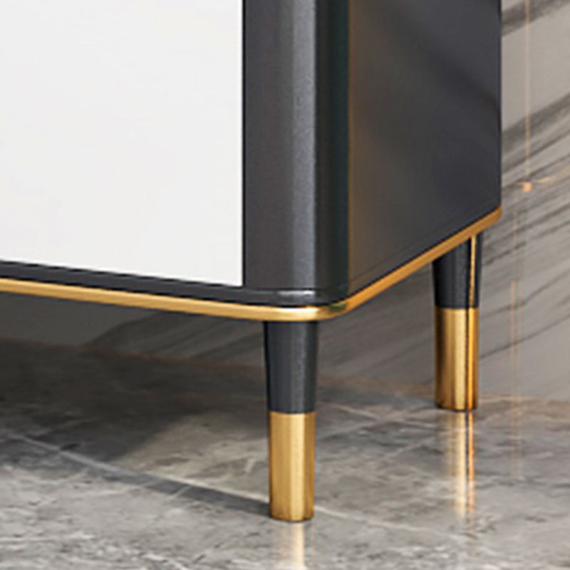 Glam Style TV Stand Stone White Color Open Rangement TV Console avec étagères