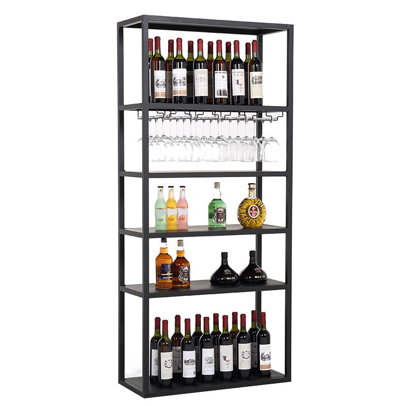 Bouteille de vin de sol moderne et rack en verre en métal rack de vin avec étagère