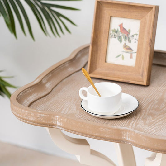 素朴な無垢材4脚丸/幾何学的な苦しめられたリビングルームエンドテーブル