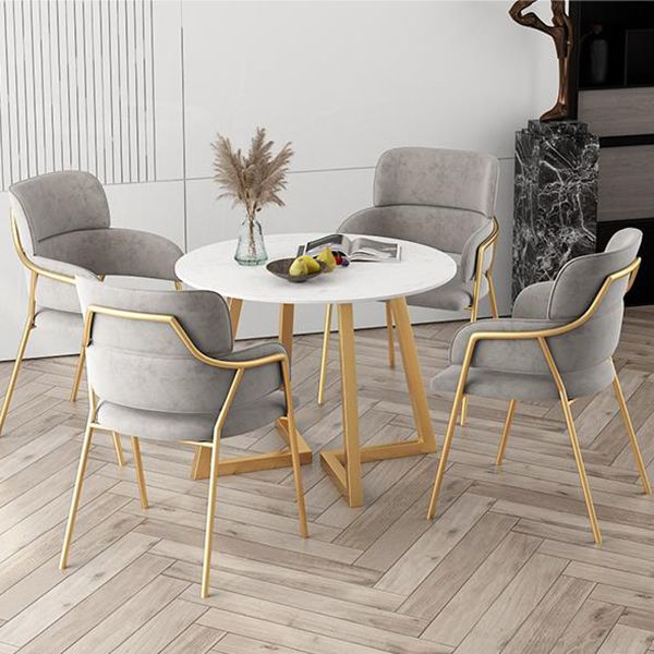 Glam Round Dinette Set 1/4/5 Pieces Marble Dining Table Sets Clearhalo 'Dining Room Sets' 'Dining Tables & Seating' 'dining_room_set' 'furn' 'furn_dining_room_set' 'Furniture' 'Kitchen & Dining Furniture' 1200x1200_1db55eac-4a95-4a66-809a-abd82dacf9ef