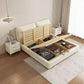 Panel Standard Bed Glam Beige Bed Frame with Upholstered Headboard