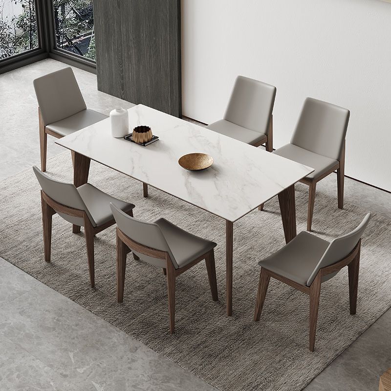 Industrial Style Dining Table Sintered Stone Table with Wooden Legs for Home Use Clearhalo 'Dining Tables & Seating' 'Dining Tables' 'dining_table' 'furn' 'furn_dining_table' 'Furniture' 'Kitchen & Dining Furniture' 1200x1200_1db64500-5c4d-4bbb-b265-c28d7dd4dd70