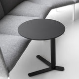 Mid-Century Metallic Pedestal End Table Round Side End Table