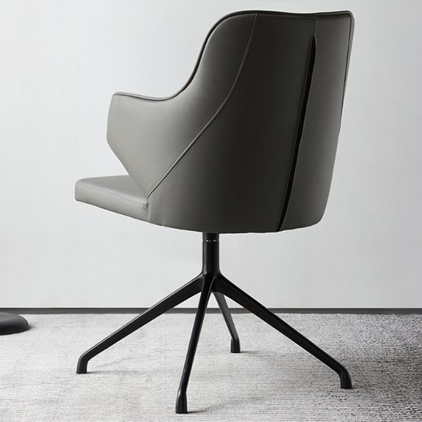 Modern Fixed Arms Office Chair Leather Ergonomic No Wheels Chair Clearhalo 'furn' 'furn_office_chair' 'Furniture' 'Office Chairs' 'Office Furniture' 'office_chair' 1200x1200_1db6859c-587f-4f36-823c-ed2836324ba3