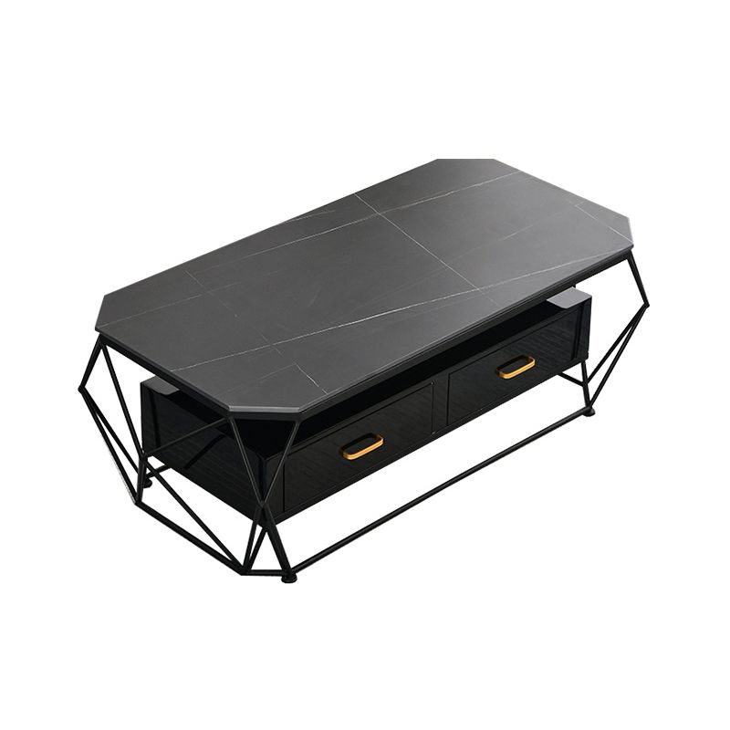 Tavolino geometrico in ardesia 2 cassetti Tavolo da cocktail - 17,7 "H