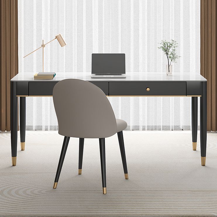 Glam Office Desk Antique Finish Curved Computer Desk with 2 Storage Drawers Clearhalo 'furn' 'furn_office_desk' 'Furniture' 'Office Desks' 'Office Furniture' 'office_desk' 1200x1200_1db89298-d2bf-4304-b2ac-766fe052a465