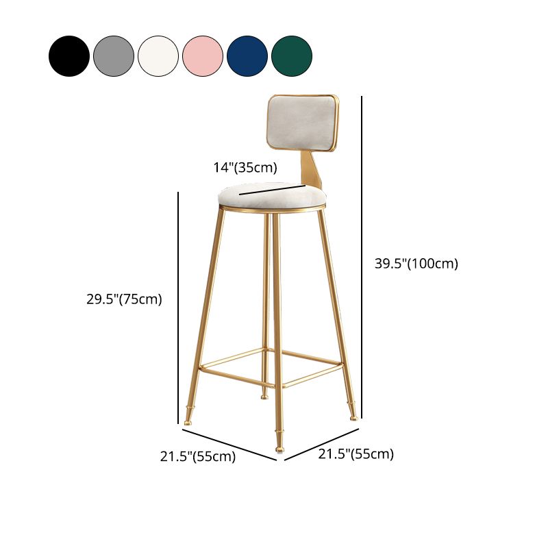 Nordic Style Backrest Counter Stool Iron Cafe Bar Stool with Cushion and Pedal Clearhalo 'Bar Furniture' 'Bar Stools' 'bar_stools' 'furn' 'furn_bar_stools' 'Furniture' 'furniture_bar_stools' 'Kitchen & Dining Furniture' 1200x1200_1dba44b7-2733-4091-9446-03f23e45480c