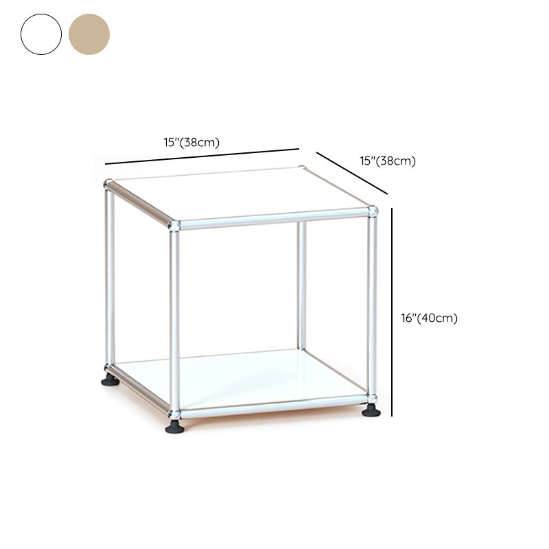 15. 6" Tall Modern Square Sofa Side Accent Table with Floor Shelf