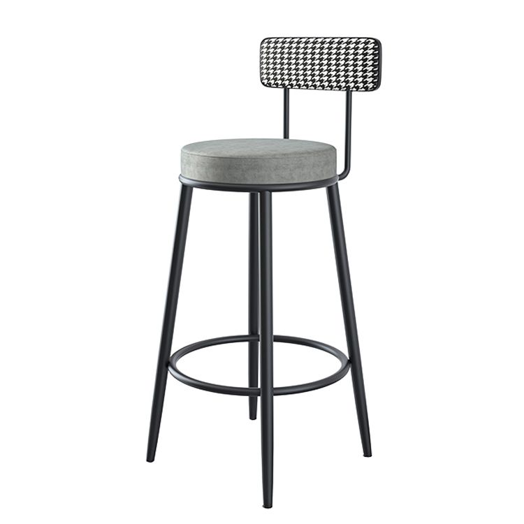 Modern Armless Backrest Counter Stool Iron Kitchen Bar Stool with Velvet Cushion and Pedal Clearhalo 'Bar Furniture' 'Bar Stools' 'bar_stools' 'furn' 'furn_bar_stools' 'Furniture' 'furniture_bar_stools' 'Kitchen & Dining Furniture' 1200x1200_1dbbfd51-82c5-49a6-afb9-43b7665dde3f