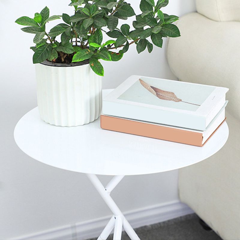 Modern Simple Iron Round Side Table Dia 17.7" 3 Legs End Table
