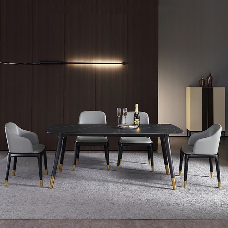 Designer Style Rectangle Dining Set 1/2/5/7 Pieces Sintered Stone Top Wooden Table Set Clearhalo 'Dining Room Sets' 'Dining Tables & Seating' 'dining_room_set' 'furn' 'furn_dining_room_set' 'Furniture' 'Kitchen & Dining Furniture' 1200x1200_1dbc9584-3af3-4cf7-bd61-4778104d8bc5